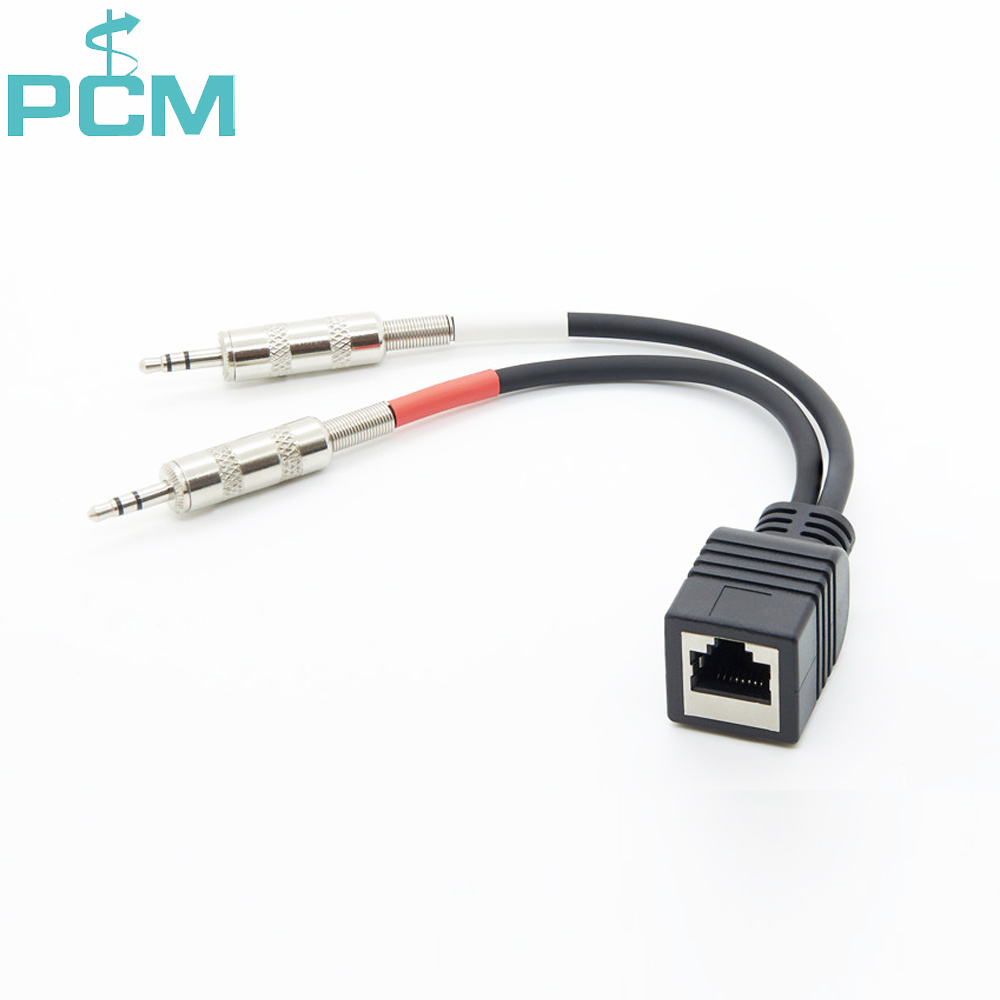 RJ45 Female to dual 3.5mm stereo Male cable adapter