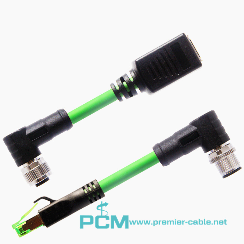 Network Adaptor M12 4 Pin D-Coded Male to RJ45 Female