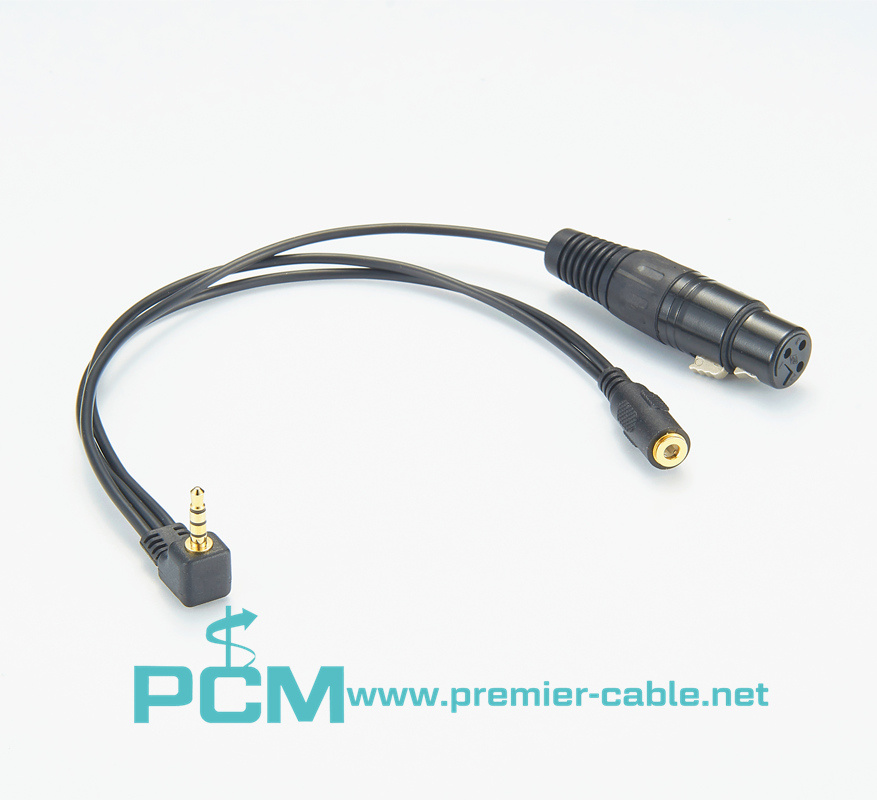 iPhone/iPod/iPad TRRS to XLR Mic & 3.5mm Monitoring Jack Cable