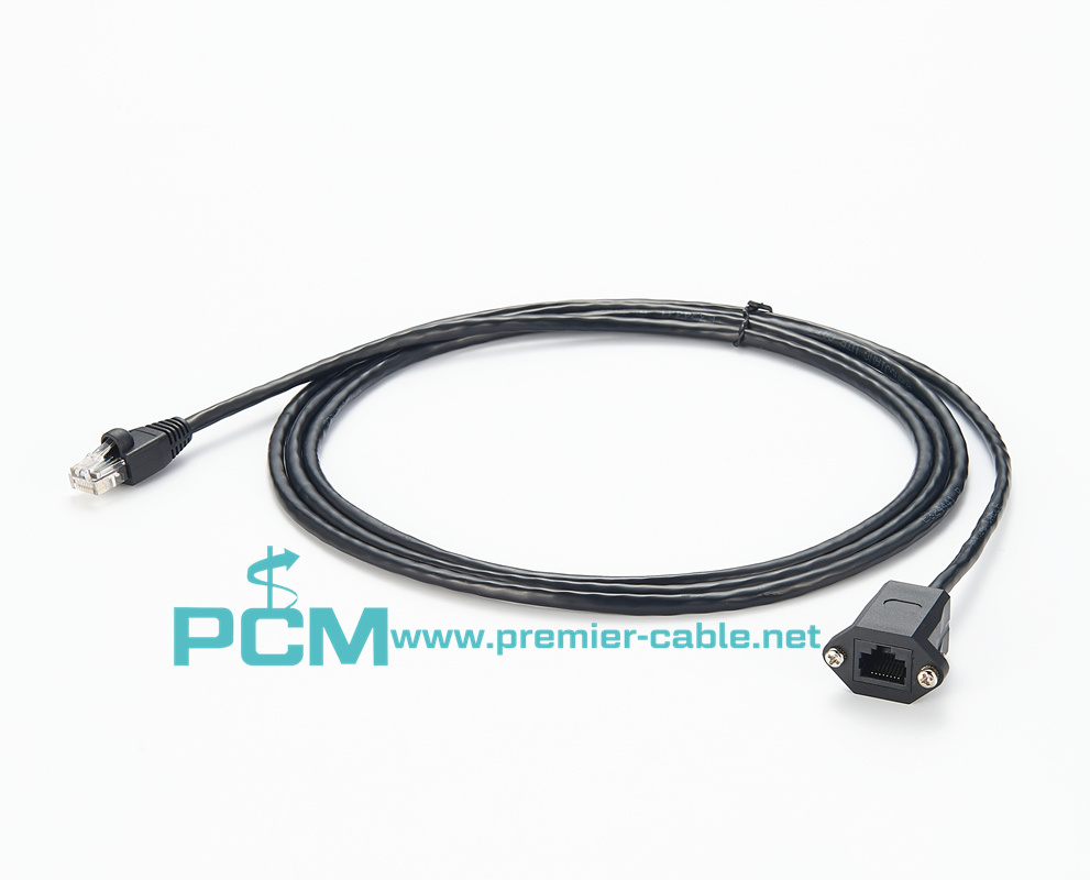 Panel mount Ethernet socket to Ethernet  plug Cable 