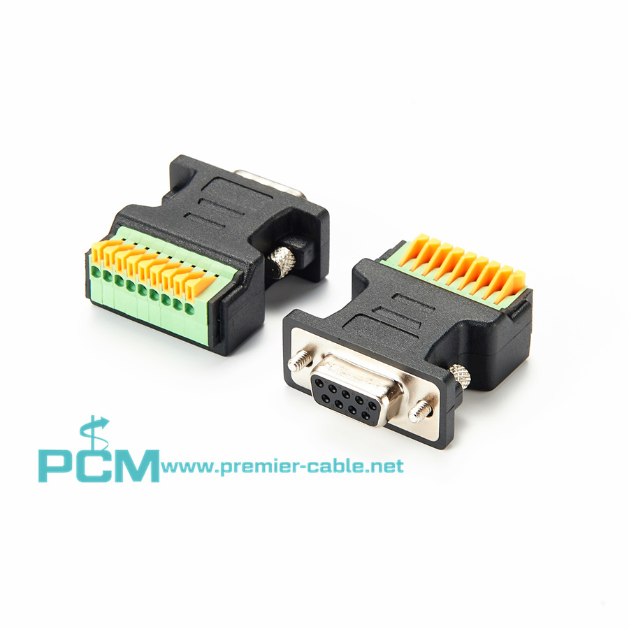DB9 female connector to 9-pin terminal block