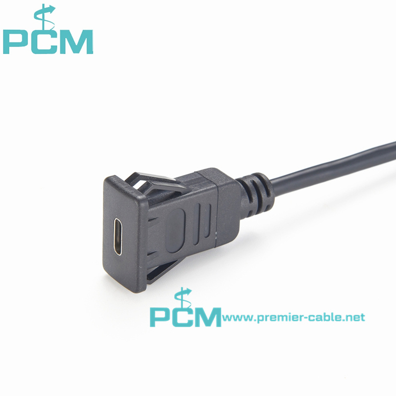 Snap-In Panel Mount USB Cable Type C