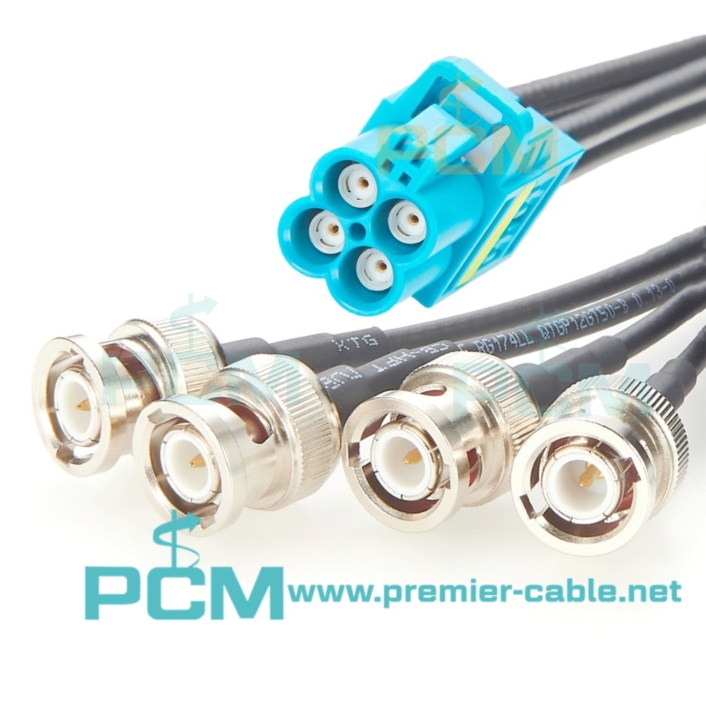 High Speed FAKRA Mini 4-in-1 to BNC Coaxial Splitter Cable