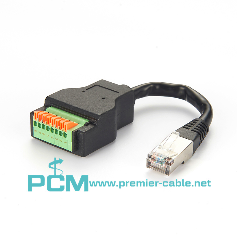Ethernet RJ45 male to Push-Terminal Block Connector