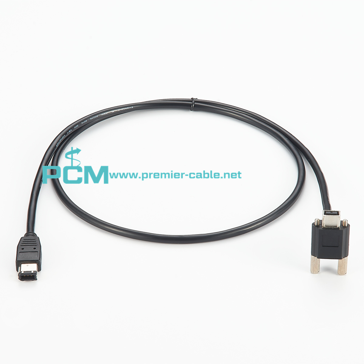 Cable FireWire 9 pin male 90° right angle with screw 