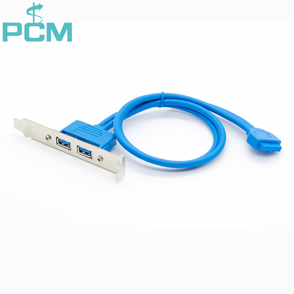 USB Panel Mount Dual Ports to 20 Pin Header USB Cable Female 