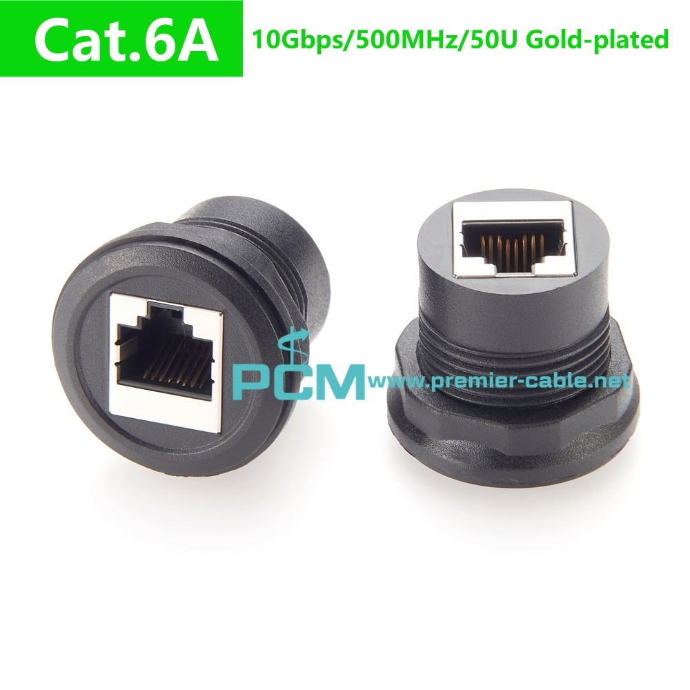 CAT6A CAT8 RJ45 Shielded Feedthru Panel Mount Coupler