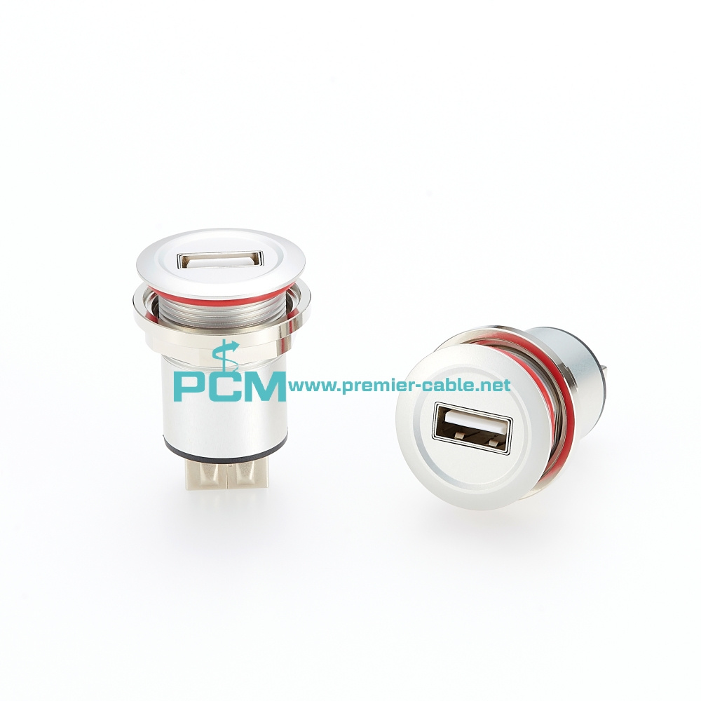 22mm USB-A Female Round Panel Mount Socket with Cap