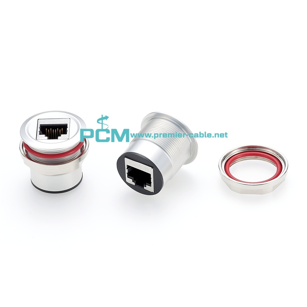 Aluminum CAT6 RJ45 Pass Through Panel Mount Female Socket