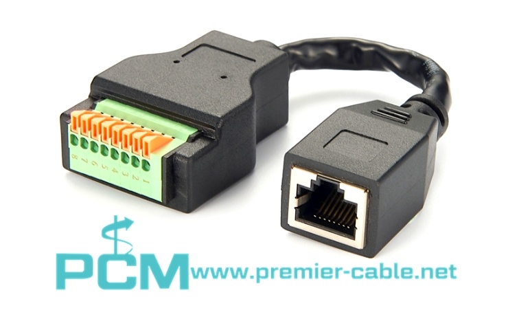 RJ45 Female Jack to 8 Pin Terminal Connector