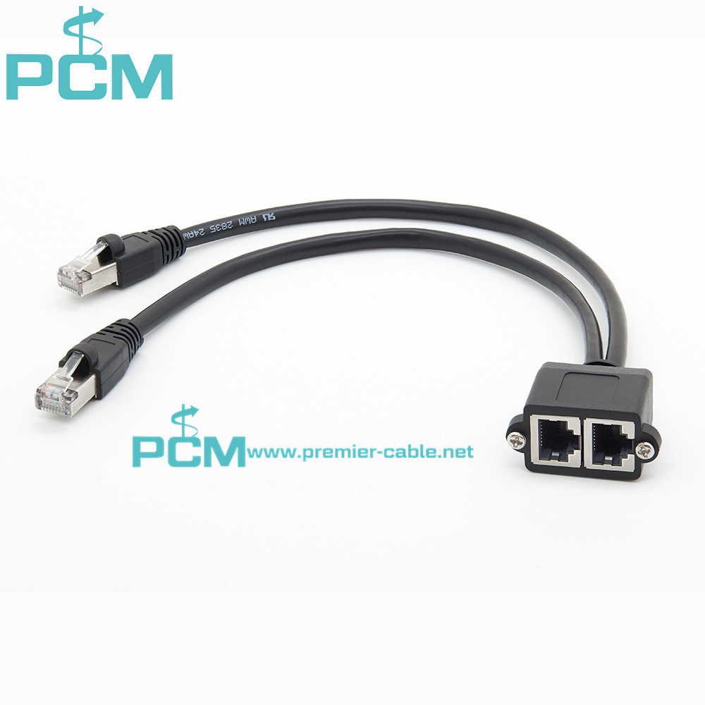 Dual RJ45 Panel Mount Cable