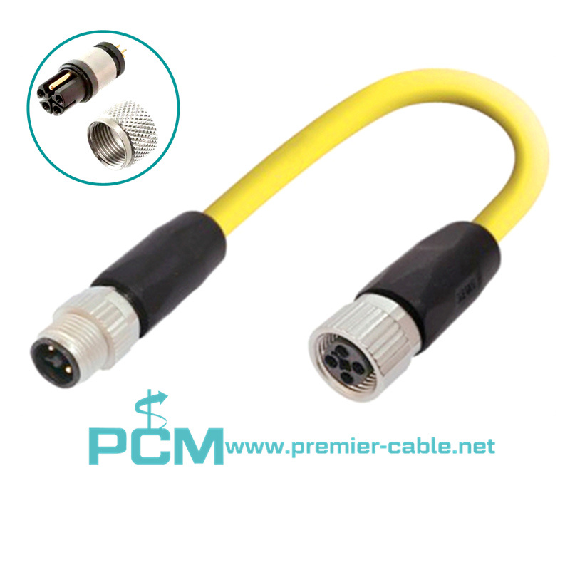M12 Power Cordset male to female 5 Pin L Coding 