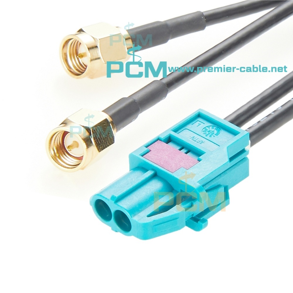 2-in-1 HFM Mini Fakra to SMA RF Coax Car Antenna Cable