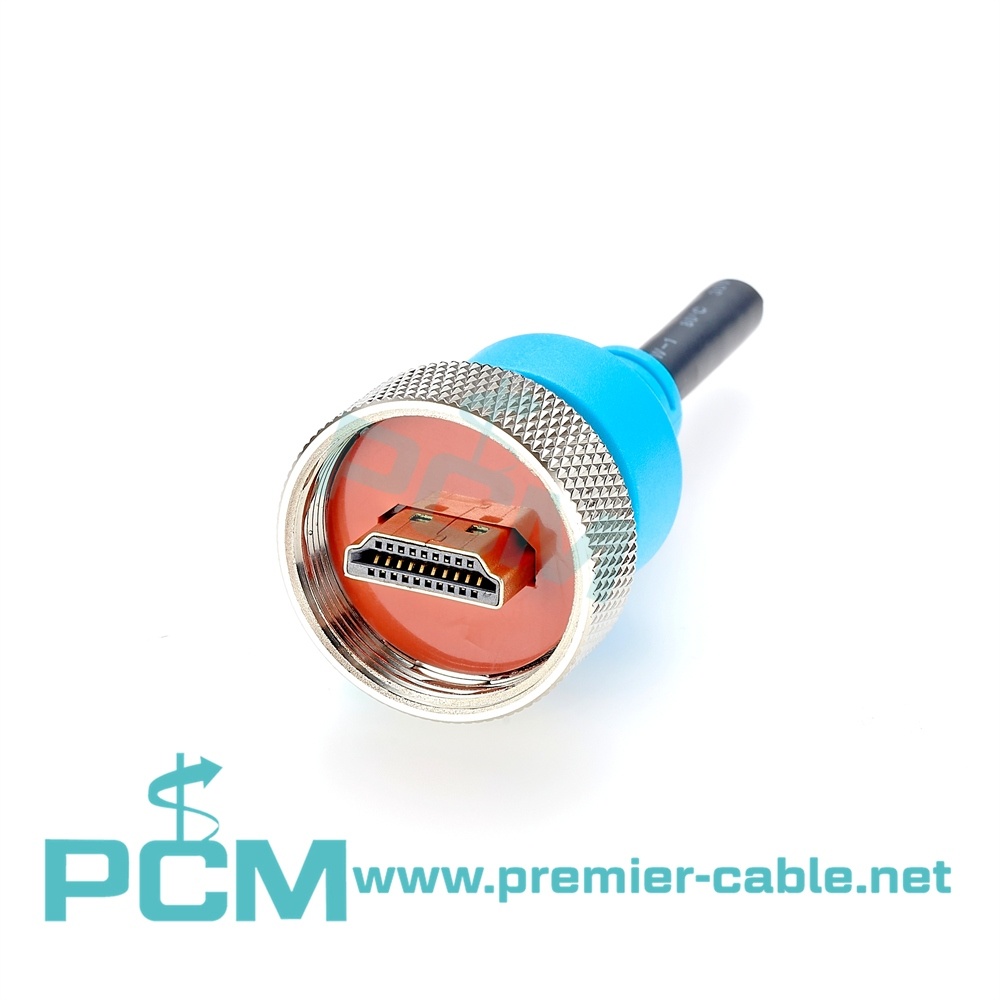 IP67 Waterproof HDMI Threaded Coupling Cable Assembly for Harsh Environments