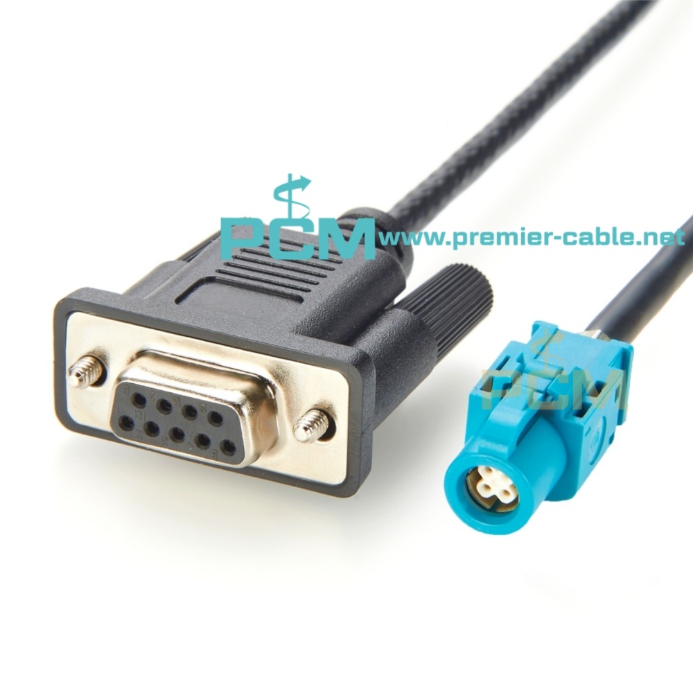 LVDS Fakra HSD 4 Pin to DB9 D-Sub Automotive Ethernet Cable
