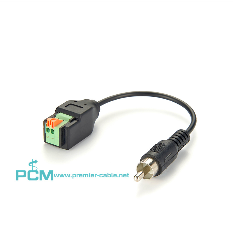 RCA Male Screw Terminal Block Connector Adapter Cable Solderless