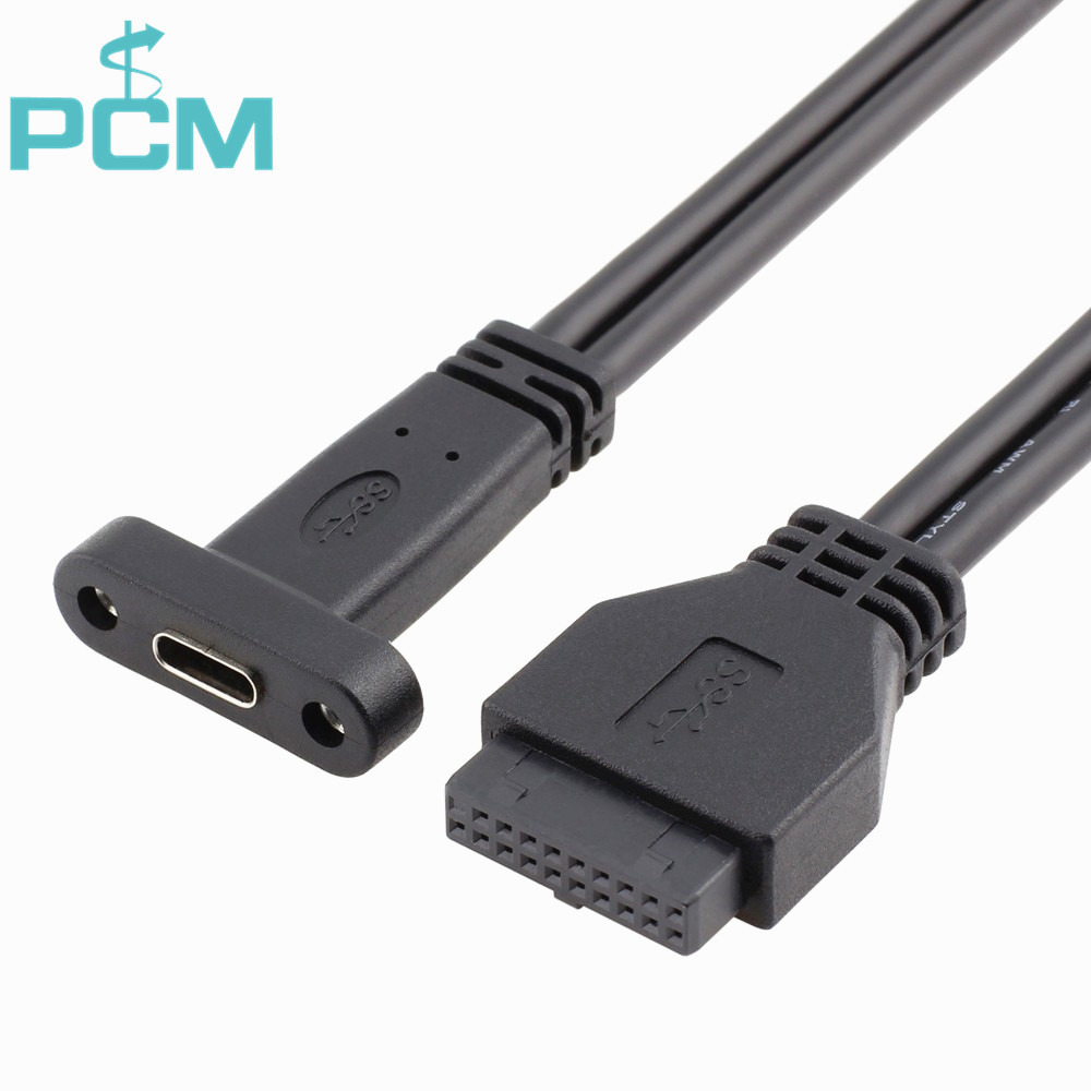 USB 3.1 Type C to USB 3.0 Motherboard 19 Pin Male Panel Mount Cable