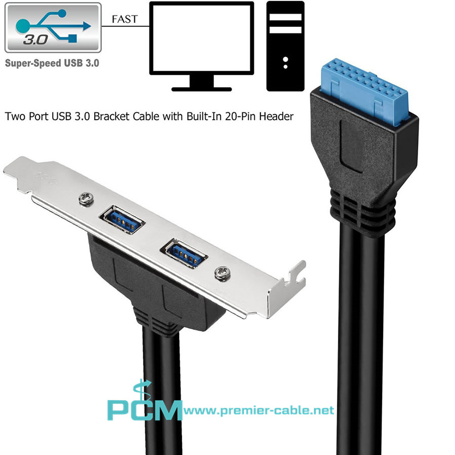 2 Port USB 3.0 A Female Slot Plate Adapter