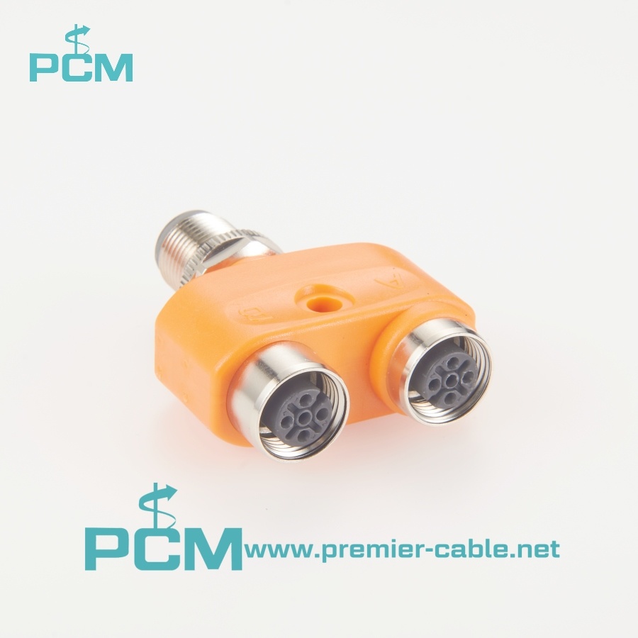 Premier Cable Tee 5 Pole M12 Socket to 5 Pole Plug Adapter