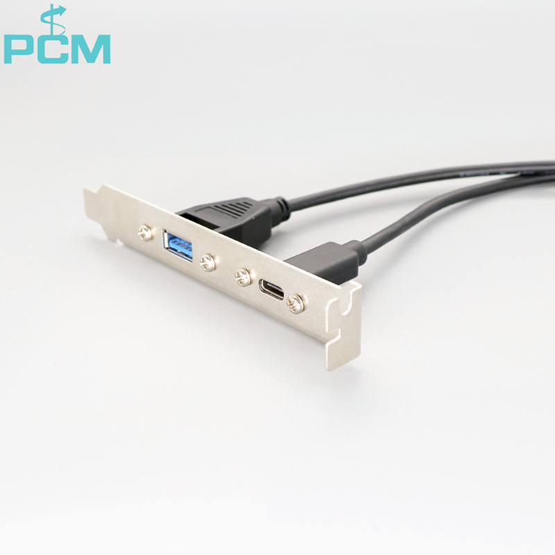 Cable Panel Mount USB-A & USB-C Female