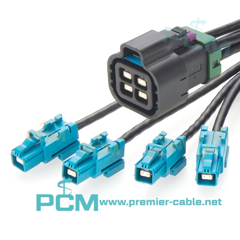Customized Waterproof H-MTD Quad Ports Car Ethernet Cable