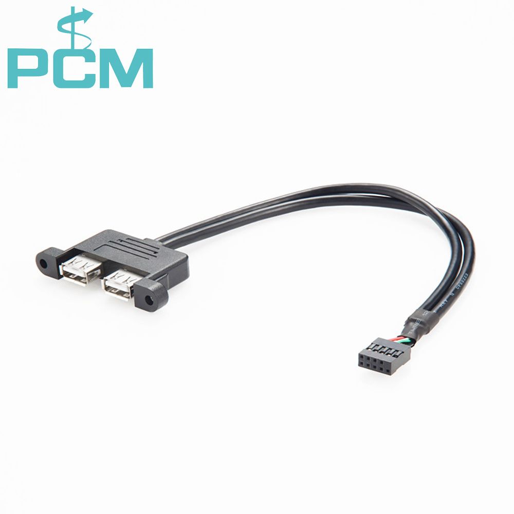 Panel Mount Dual USB to 9 Pin Connector Cable
