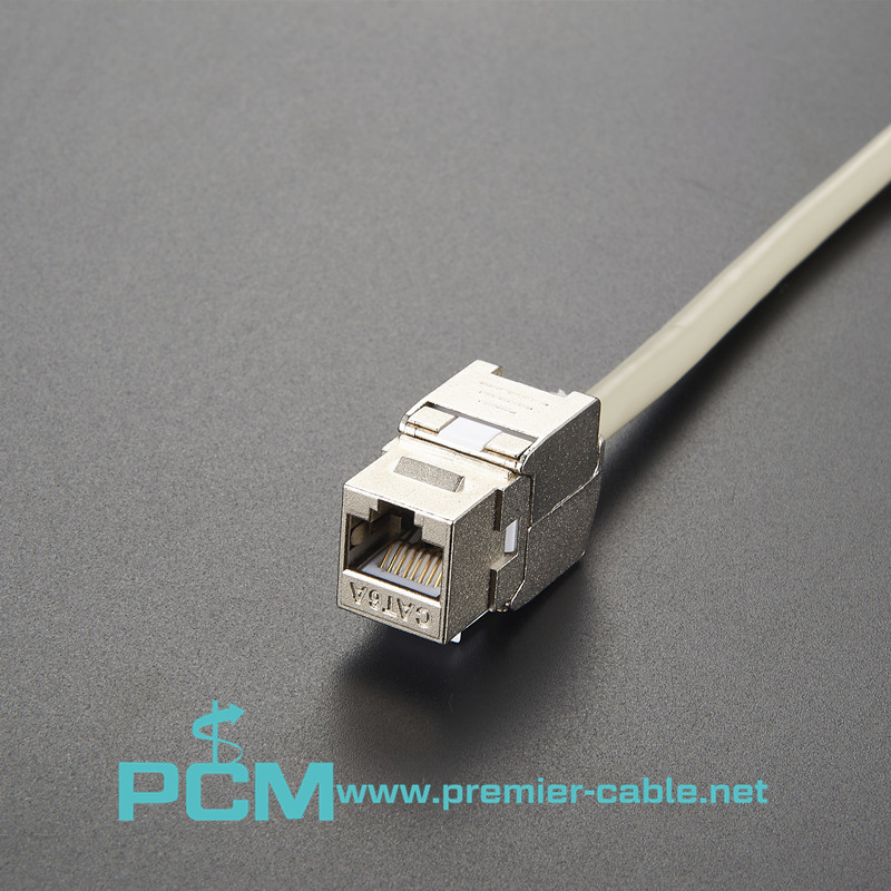Molded with Cat6A 180 Degrees Shielded RJ45 Keystone