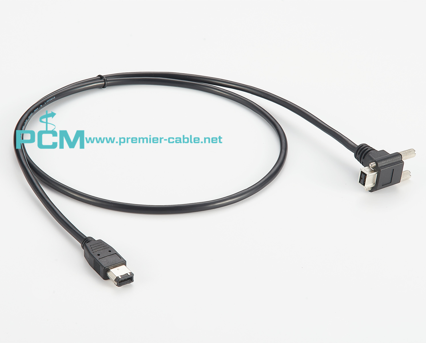 Cable FireWire 9 pin male 90° right angle with screw 