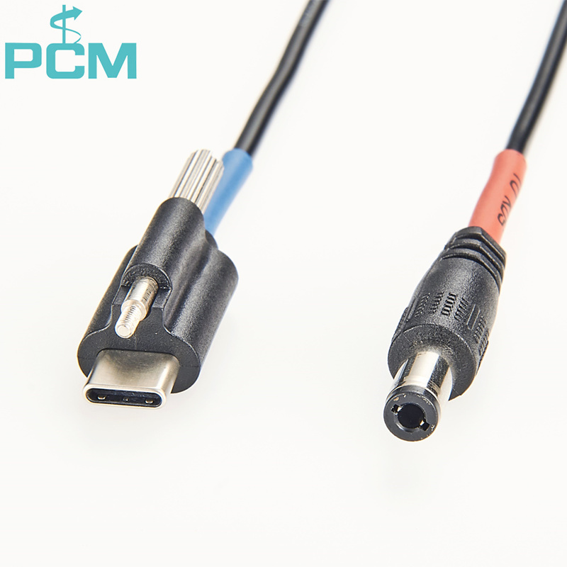 USB 3.1 C to DC Panel Mount Cable Screw Locking