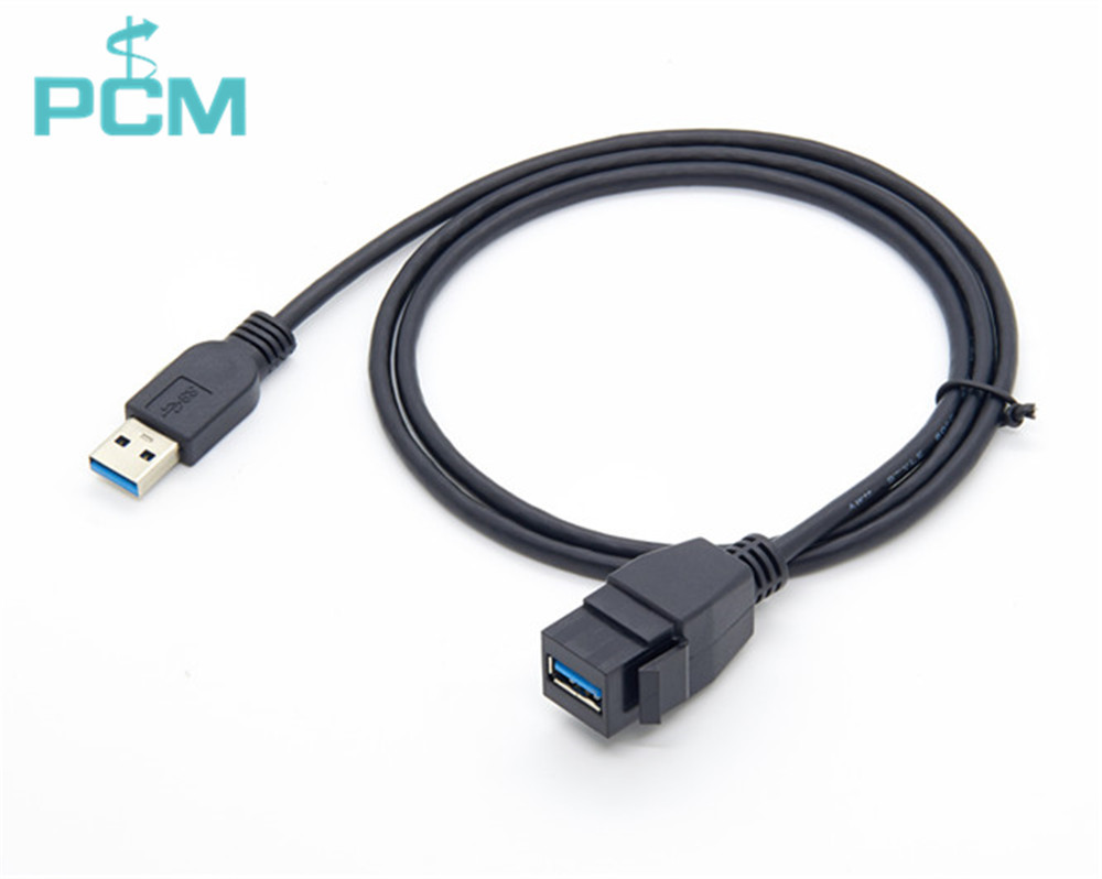 Snap-In USB 3.0 Keystone Jack Panel Mount Cable