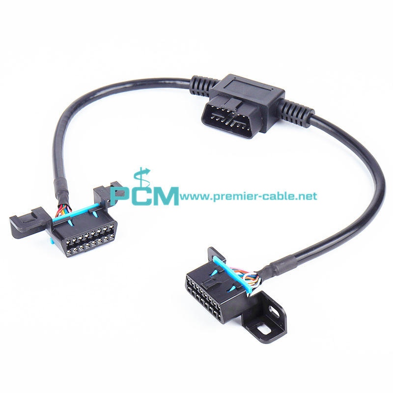 OBDII Passthrough Male to 2 Female Cable