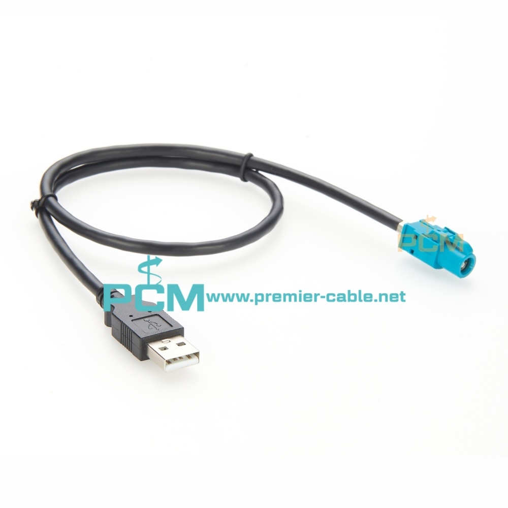 HSD 4 Pin Z Code to USB Male Automotive Video Cable Harness