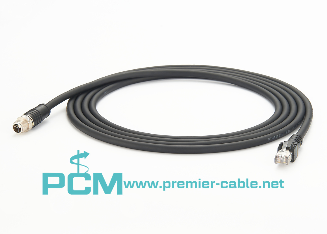 M12 Cat 6A 8 Pin Overmolded Cable