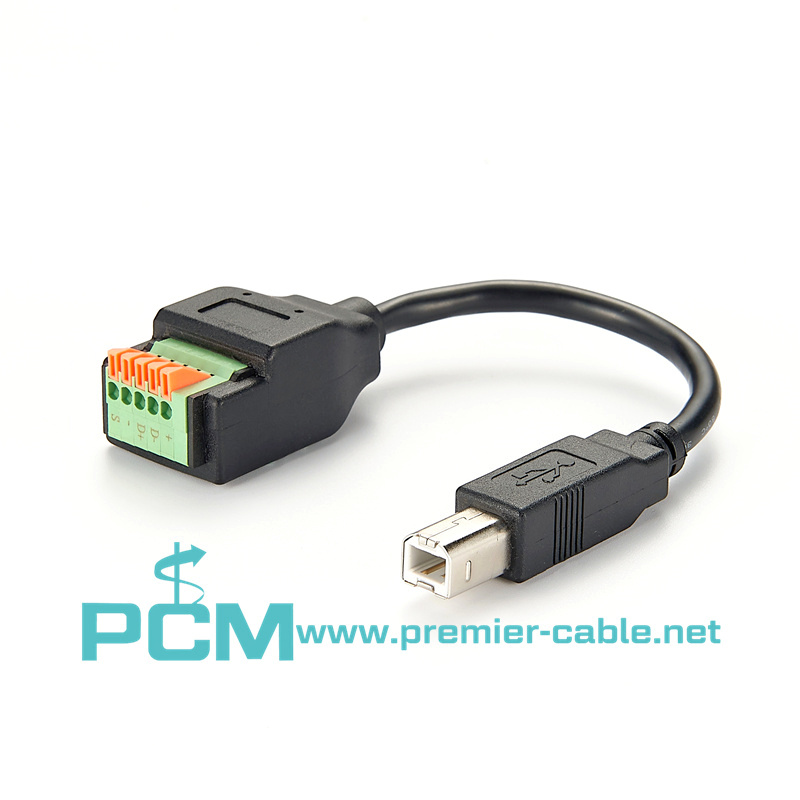 USB 2.0 Type-B printer to screw terminal cable 