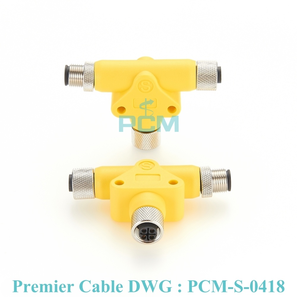 M12 Power Connector T Splitter T-Coupler S-coded