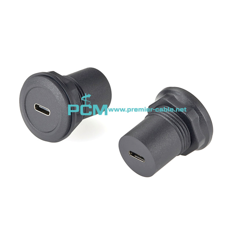 USB C Jack to USB C Jack Round Panel Mount Adapter