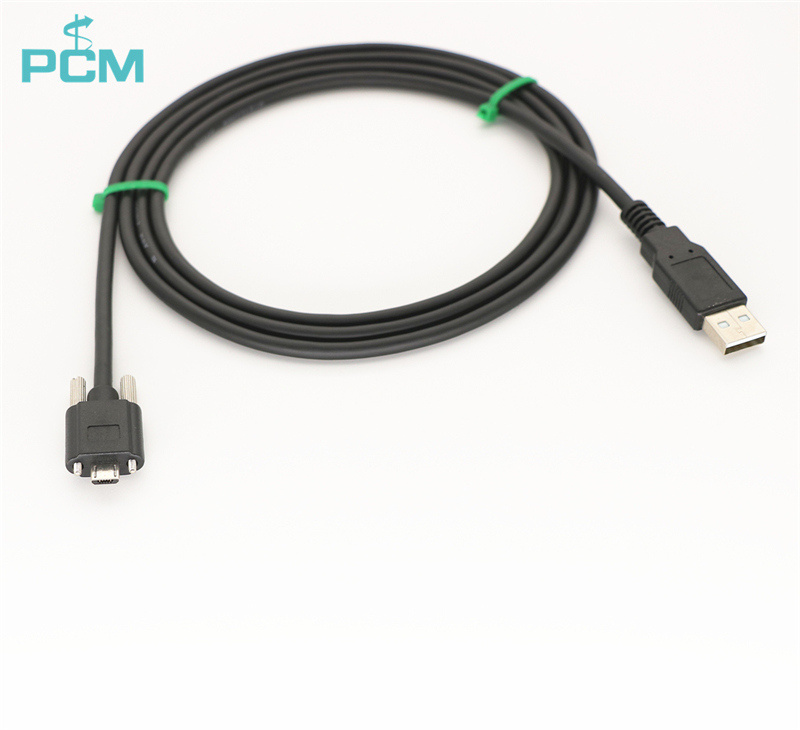 USB 2.0 A Plug to Micro B Plug with Locking Screw