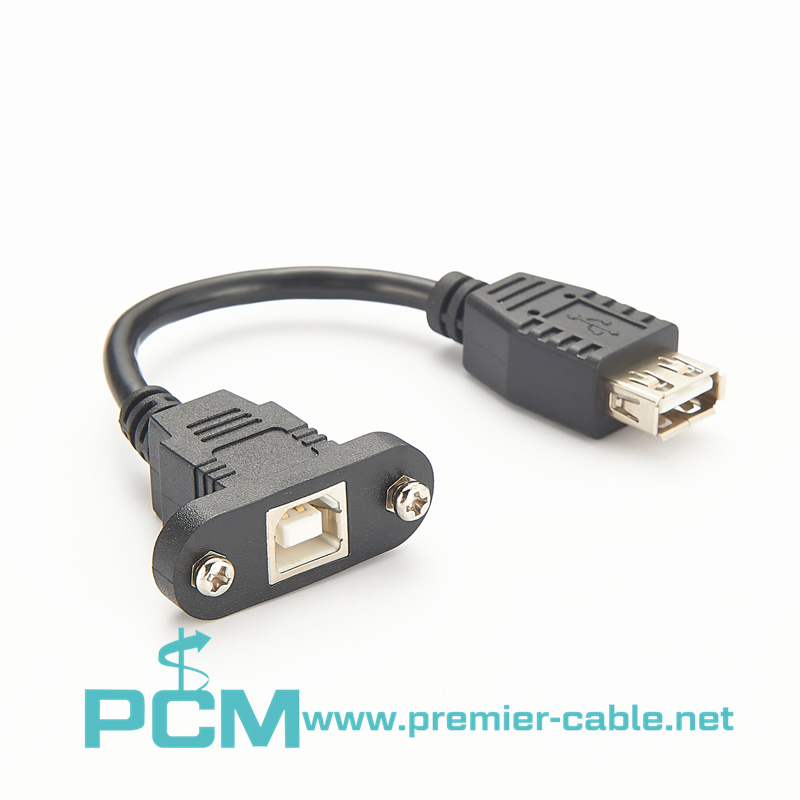 USB Panel Mount Cable USB B Female to A Female 