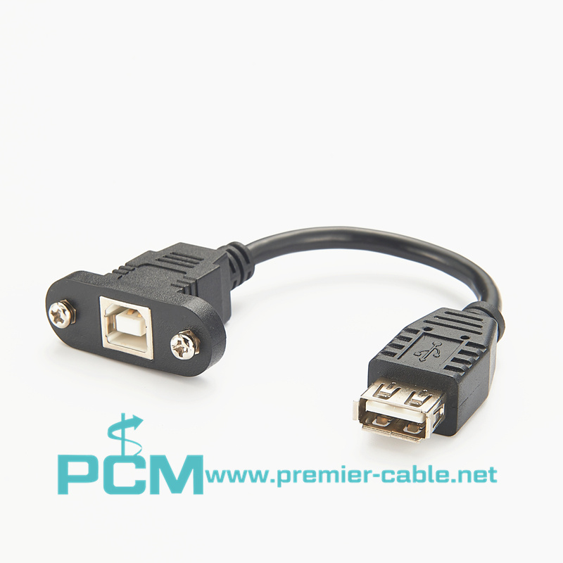 USB Panel Mount Cable USB B Female to A Female 