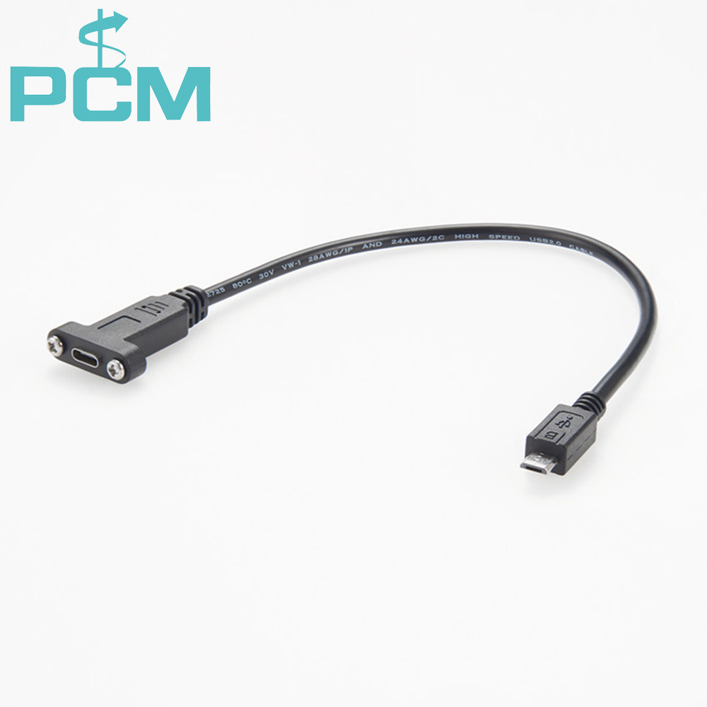 USB 3.1 Type-C to Micro USB Cable Panel Mount