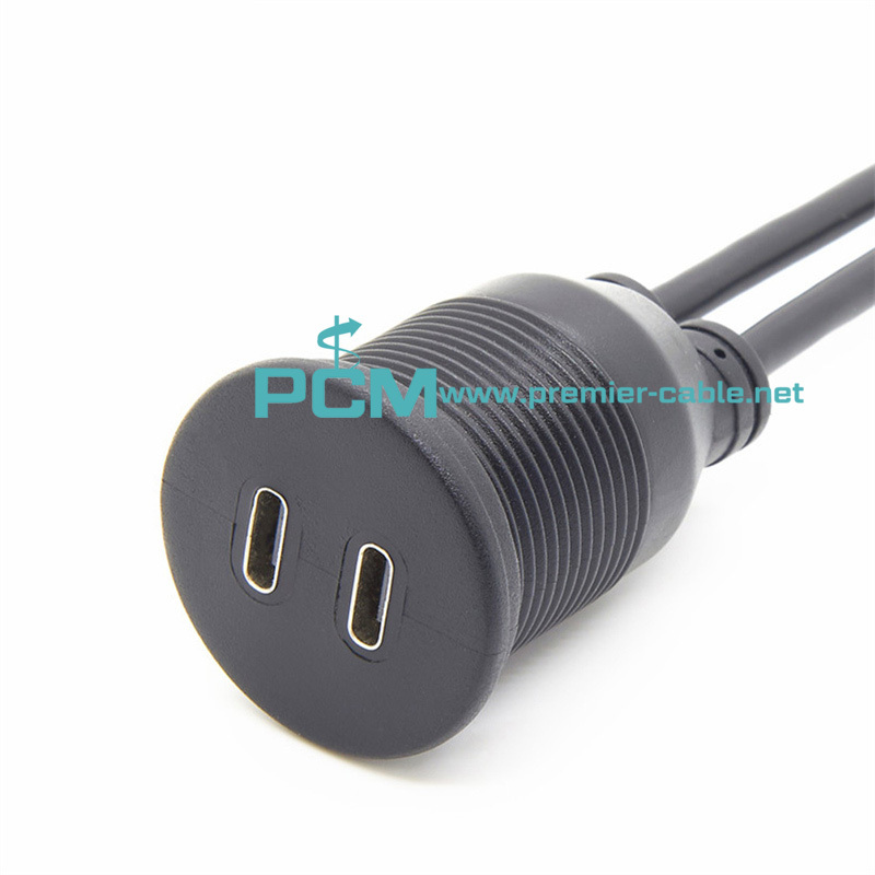 Dual USB 3.1 type C Male to Female Flush Mount Cable