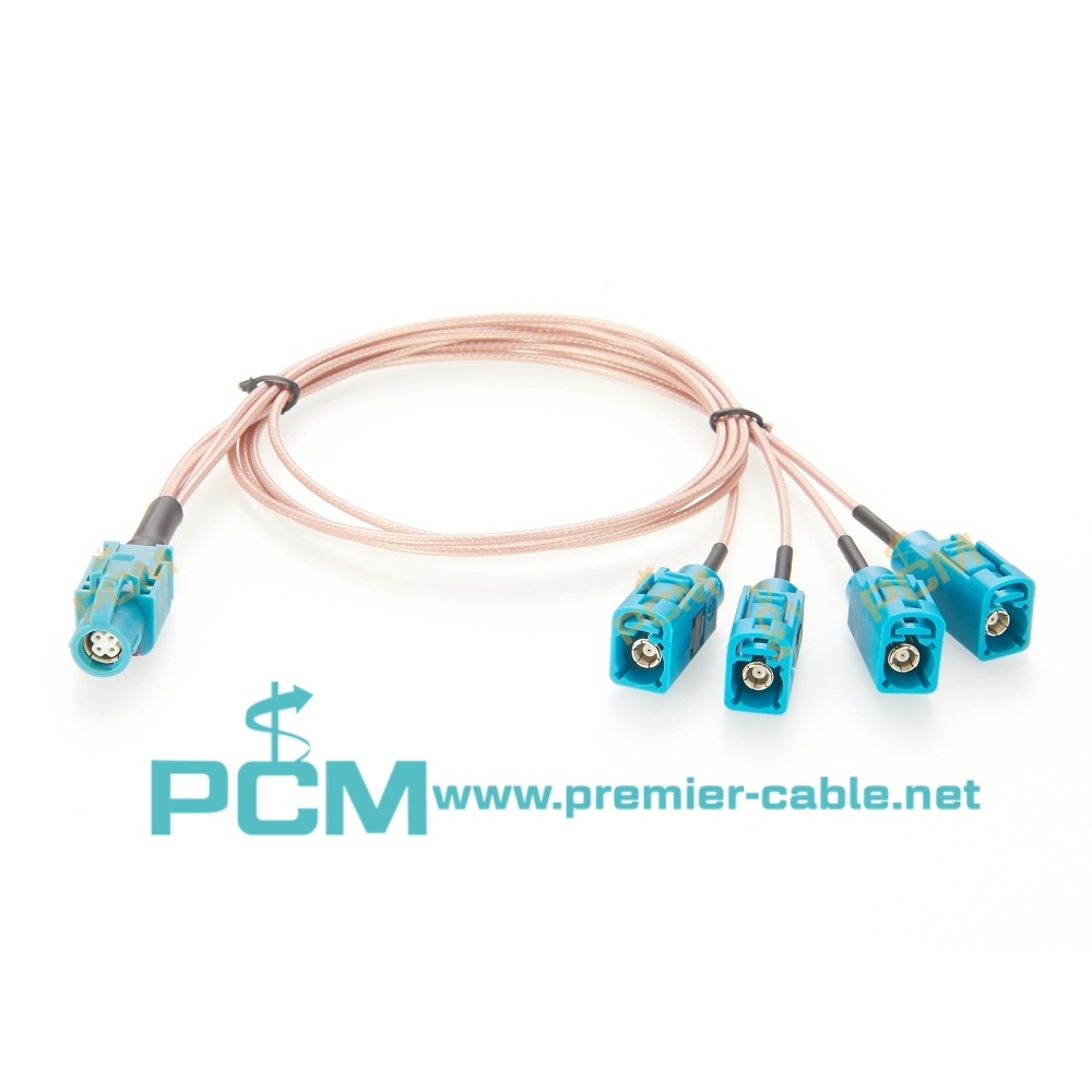 4 Core HSD Female to Fakra 4 Splitter Video RF Coaxial Cable
