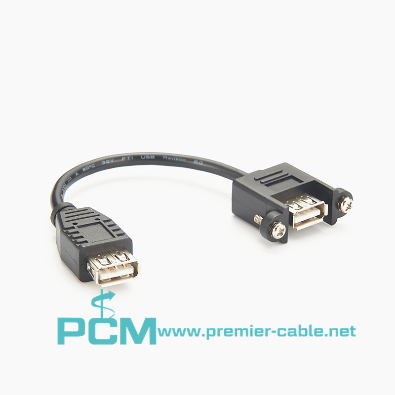 USB Panel Mount USB A Female to A Female Cable