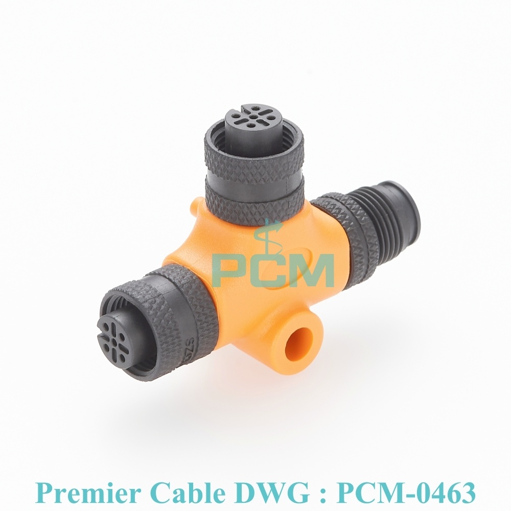 M12 Tee Splitter T-Coupler  5 Pin A Code