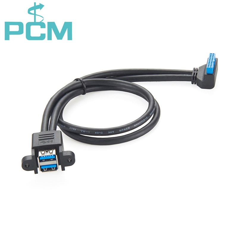 USB 3.0 Panel Mount Female Type Dual Port Cable