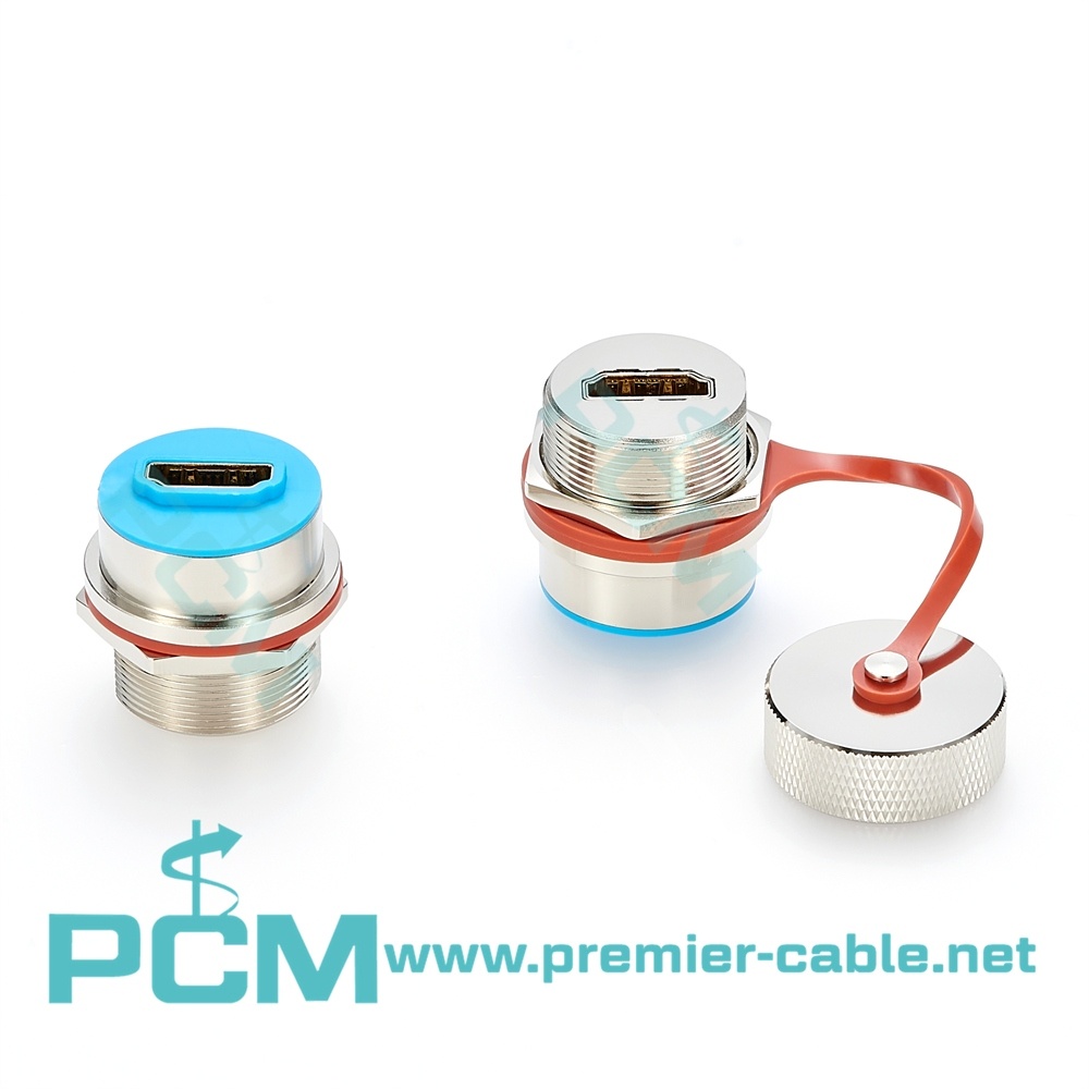 IP67 Metal M25 HDMI Female to Female Panel Mount Bulkhead Coupler with Cap