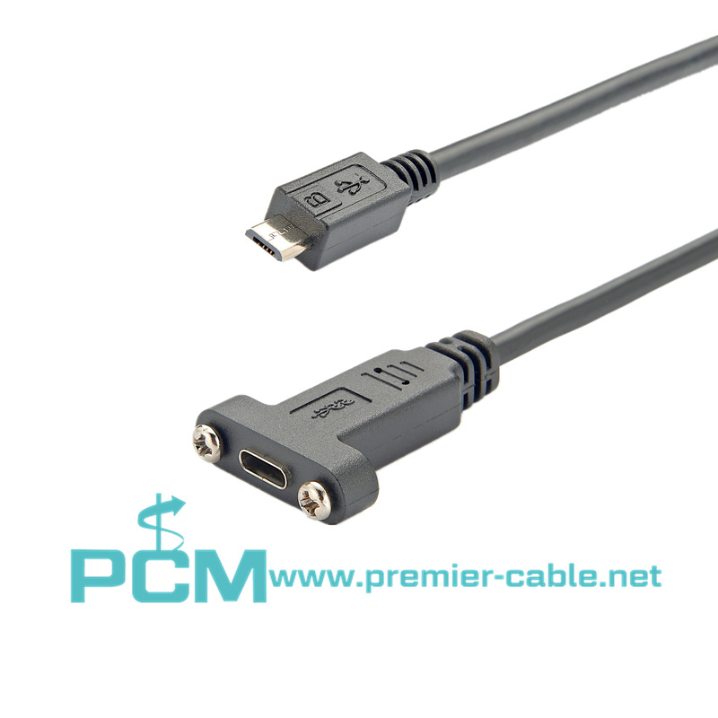 Panel Mount USB-C to Micro B Cable