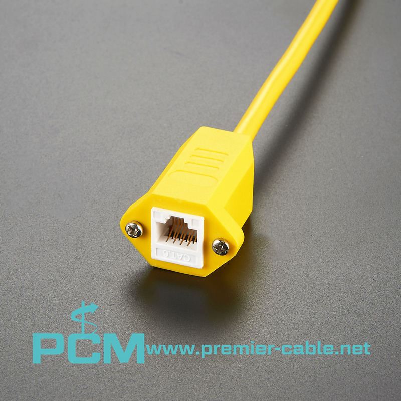 RJ45 Cat6 Panel Mount Ethernet Extension Cable