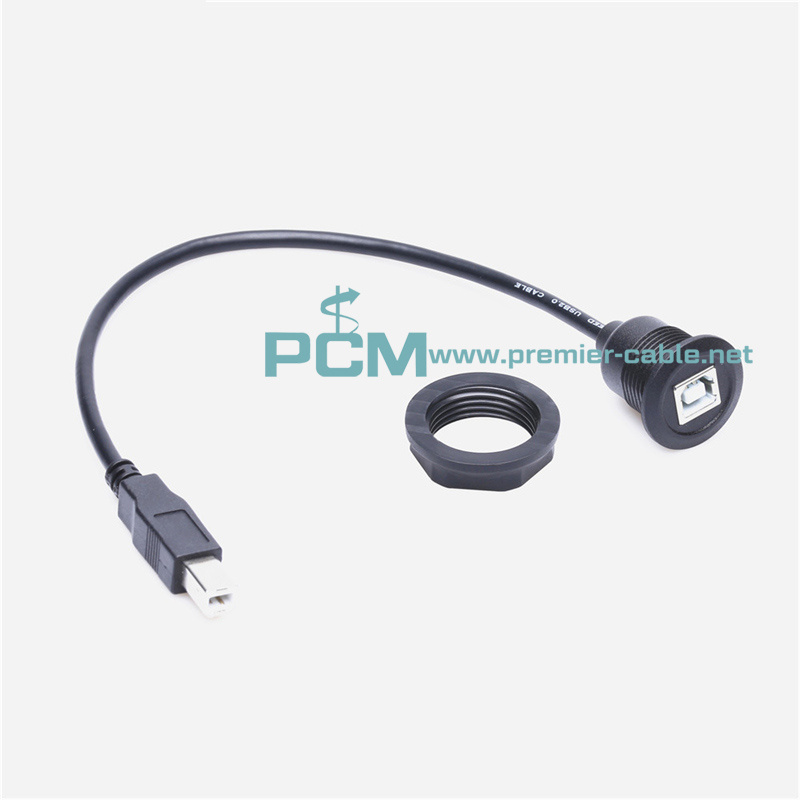 USB B Round Panel Mount Extension Cable