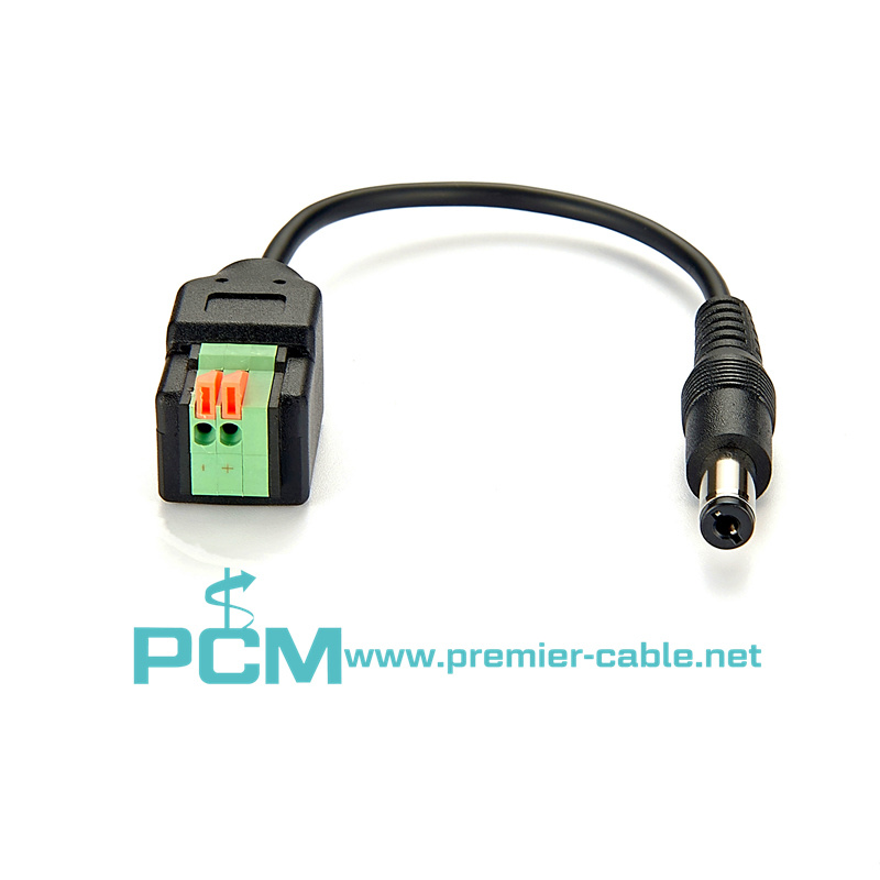 DC male to Terminal Block 2 pin Cable Solderless